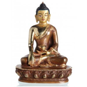 Akshobhya 13,5 cm partly fire gilded Buddha Statue