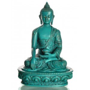 Akshobhya 19 cm Buddha Statue Resin turquoise