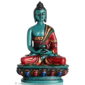 Amitabha Buddha Statue Resin 11,5 cm turquoise coloured