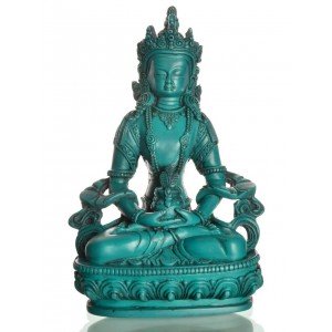Aparimita/Amitayus 20 cm Buddha Statue Resin turquoise