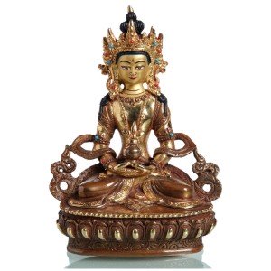 Aparimita / Amitayus 15,5 cm partly gilt Buddha Statue