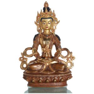 Aparimita / Amitayus 22 cm partly gilt Buddha Statue