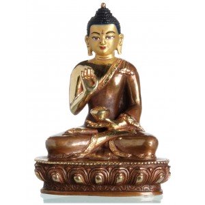 Amoghasiddhi 13,5 cm partly gilt Buddha Statue