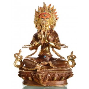 Angry Tara 21 cm partly gilt Buddha Statue
