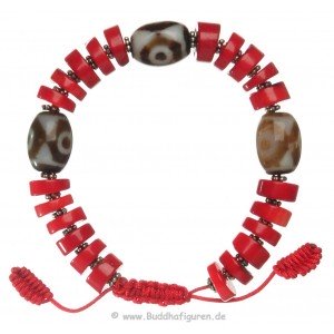 Bracelet red stone with dZi Stone