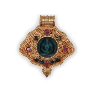 Silver Pendant  Ghau  Amitayus medallion goldplated