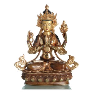 Avalokiteshvara Chenrezi 33 cm partly gilt Buddha Statue