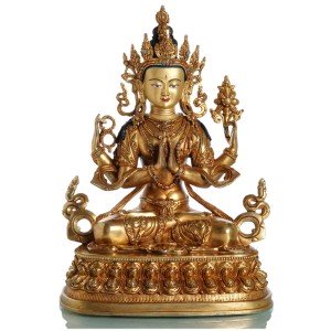 Avalokiteshvara  33,5 cm fully fire gilded Buddha Statue