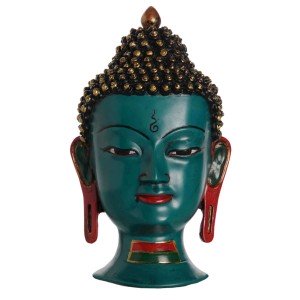Buddha Mask 23 cm Resin turquoise