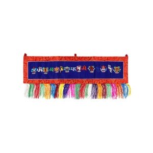 Wandbehang Mantra Tashi Tagey 90x23 blau quer