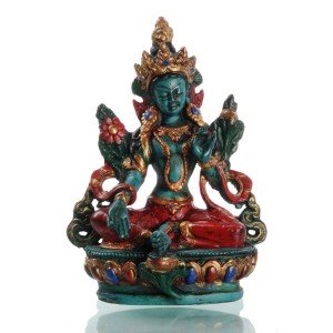 Green Tara 11 cm  Resin turquoise painted