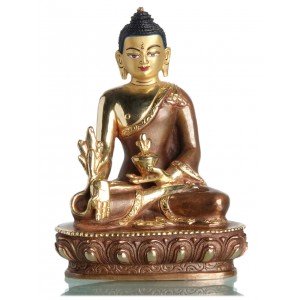 Medicine Buddha 15 cm partly gilt Buddha Statue