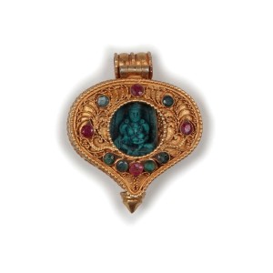 Silver Pendant  Ghau  Amitayus medallion goldplated