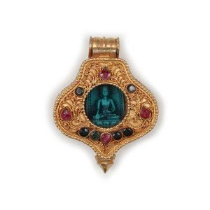 Silver Pendant  Ghau  Amitayus medallion goldplated
