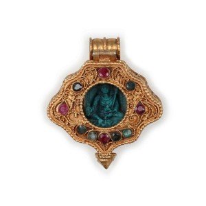 Silver Pendant  Ghau  Amitayus medallion goldplated