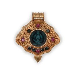 Silver Pendant  Ghau  Amitayus medallion goldplated