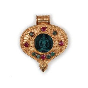 Silver Pendant  Ghau  Amitayus medallion goldplated