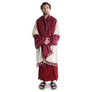 Meditation Buddhist Scarf white/red