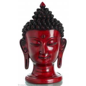 Buddha head  29,5 cm resin red-brown