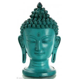 Buddha head 29,5 cm resin turquoise