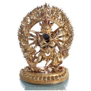 Chakrasamvara  31 cm vollfeuervergoldet Buddha Statue