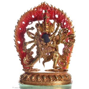 Chakrasambhava 22,5 cm partly gilt Buddha Statue