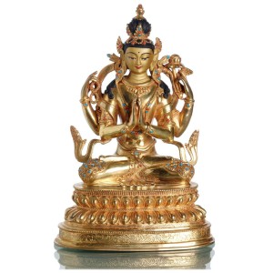 Avalokiteshvara - Buddha Statue Entirely Fire Gilded 23 cm  