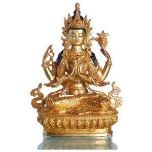 Avalokiteshvara - Buddha Statue Entirely Fire Gilded 22 cm  