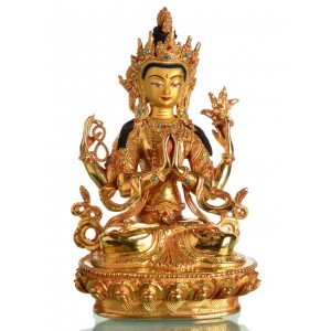 Avalokiteshvara - Chenrezig  22 cm fully gilt Buddha Statue