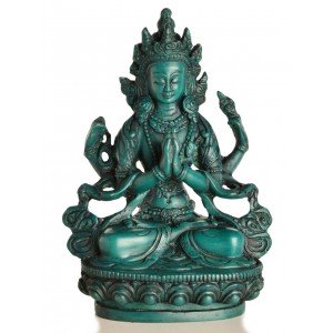 Avalokiteshvara - Chenrezi 15 cm Buddha Statue Resin turquoise