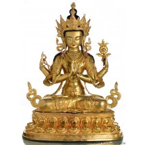 Avalokiteshvara - Buddha Statue Entirely Fire Gilded 47cm