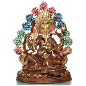 Ganesh  19,5 cm partly fire gilded