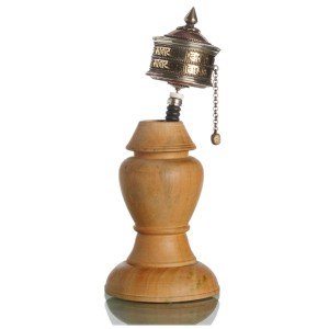 Prayer wheel big stand wood