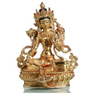 Green Tara 17 cm fully goldplated