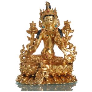 Green Tara 22 cm fully fire-gilded