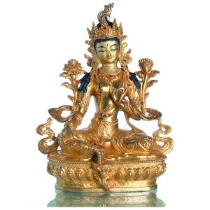 Green Tara 22 cm fully fire-gilded