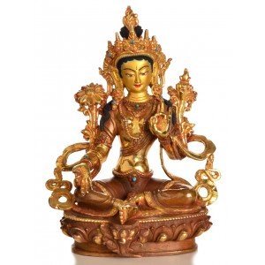 Green Tara 22 cm partly gold plated