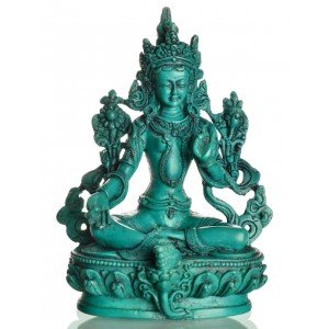 Green Tara Statue 15 cm Resin turquoise