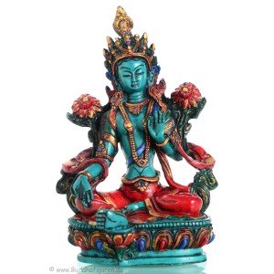 Green Tara Resin 16 cm Turquoise Painted