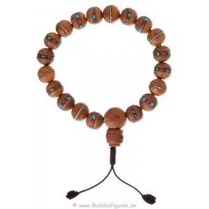 Handmala Wooden Beads with Stone Mosaic 11mm