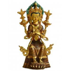 Maitreya 24 cm partly fire gold plated