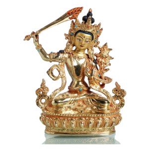 Manjushri 16,5 cm fully gold-plated Buddha Statue