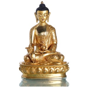 Medicine Buddha 20,5 cm fully gilt Buddha Statue