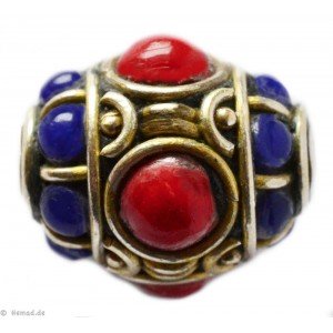 Brass - Glass Beads red 19mm 1pc