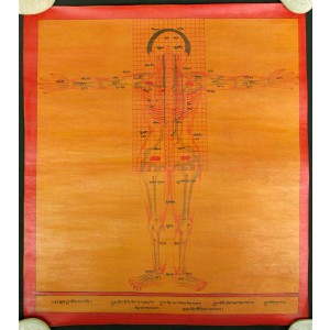 Tibetan Medicine Yoga Thangka smoked no. 11 -  36 x 41cm