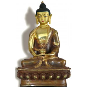 Amitabha 19 cm partly gilt Buddha Statue
