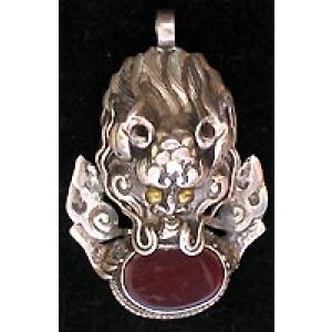 Silver Pendant 2 Dragon 40mm