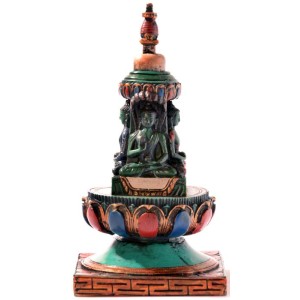 Stupa - Chörten 15 cm Resin turquoise painted