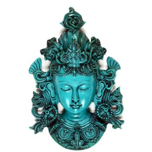 Tara Mask 21 cm Resin turquoise