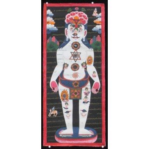 Tibetan Medicine Yoga Thangka no. 1 -  32 x 74 cm